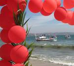 The view through the balloons.