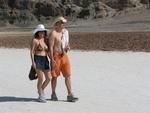 Karem and Dean walking on the salt flats.