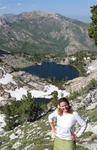 Cherie at Overland Lake, "about" the halfway point on the Ruby Crest Trail, a 43-mile trail linking Lamoille Canyon to Harrison Pass in the Ruby Mountains.