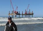 Greg with the cranes that dismanted the wreck of the New Carrisa.