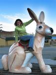 Cherie on a jackalope.