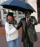 Another sunny day in Portland, Oregon.... The only umbrella I could find was this statue.