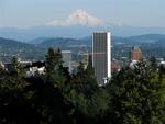 Portland with Mt. Hood in the distance.