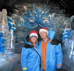Cherie and Greg with Old Man Winter (who blew snow all over us!)