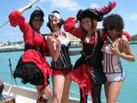 Karem and Cherie meet Cheeky Derriere and Lola Lafleur of Key West Burlesque on the High Noon Sail aboard the Schooner Jolly II Rover in Key West.