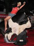 Full speed ahead, Karem is a natural on the mechanical bull at Cowboy Bills.