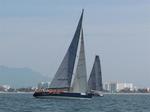 Big Mexorc boats like Peligroso need lots of windward ballast, in crew, to sail optimally upwind. 