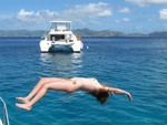 Jean diving off the boat